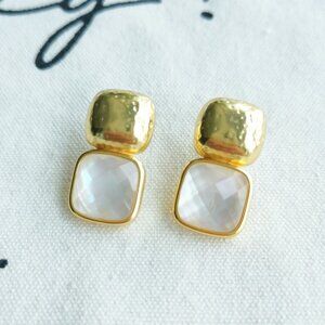 Julie Vos Earrings - Catalina - Clear Crystal Gold